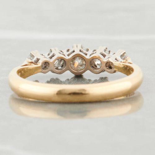 18CT GOLD 050 CARAT 5 STONE OLD CUT DIAMOND RING - ADDITIONAL PHOTO 2
