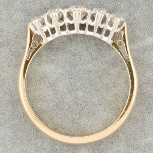 18CT GOLD 050 CARAT 5 STONE OLD CUT DIAMOND RING - ADDITIONAL PHOTO 5