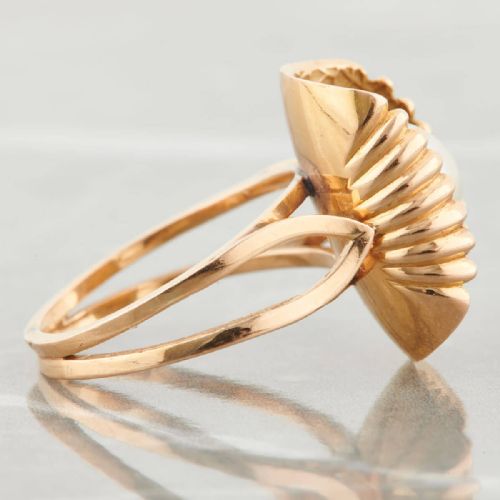 1950S 18CT GOLD PEARL IN OYSTER SHELL COCKTAIL RING - ADDITIONAL PHOTO 2