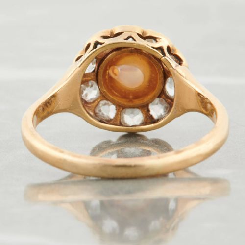 VICTORIAN 18CT GOLD PEARL AND OLD CUT DIAMOND CLUSTER RING - ADDITIONAL PHOTO 4