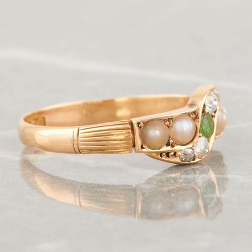 18CT GOLD EMERALD PEARL AND DIAMOND RING - ADDITIONAL PHOTO 3