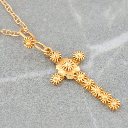18ct gold fancy cross pendant and chain - CATEGORY: ANTIQUE JEWELLERY - DATED VICTORIAN