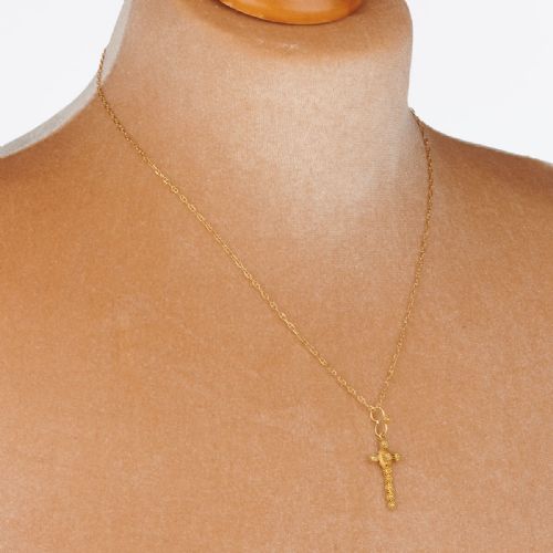18CT GOLD FANCY CROSS PENDANT AND CHAIN - ADDITIONAL PHOTO 2