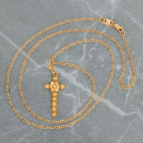 18CT GOLD FANCY CROSS PENDANT AND CHAIN - ADDITIONAL PHOTO 3