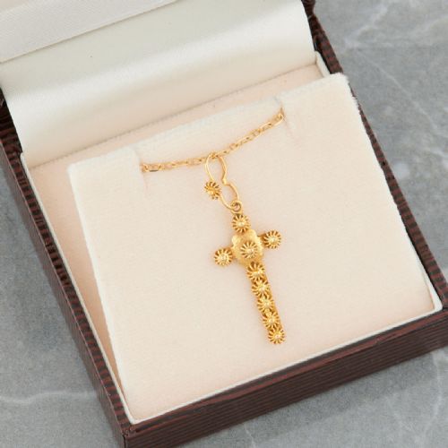 18CT GOLD FANCY CROSS PENDANT AND CHAIN - ADDITIONAL PHOTO 6