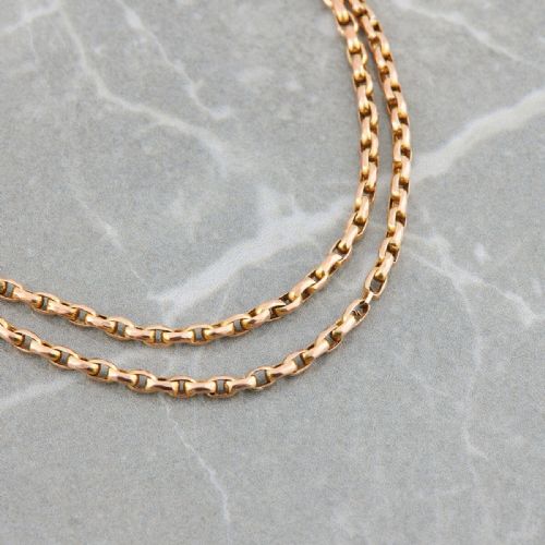 9ct gold 54 diamond cut belcher guard chain with dog clip - CATEGORY: ANTIQUE JEWELLERY - DATED EDWARDIAN