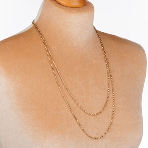 9CT GOLD 54 DIAMOND CUT BELCHER GUARD CHAIN WITH DOG CLIP - ADDITIONAL PHOTO 1