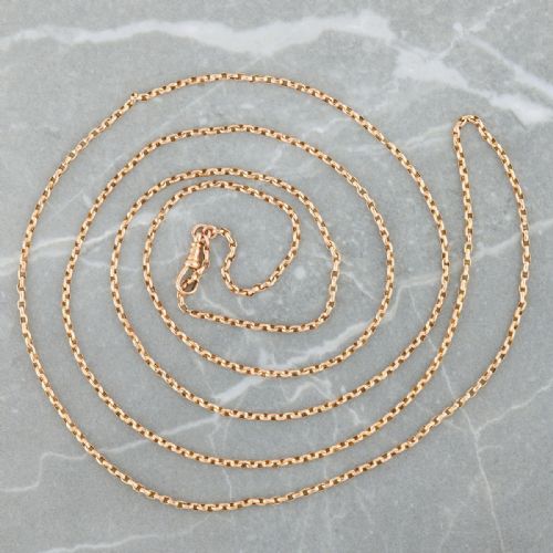 9CT GOLD 54 DIAMOND CUT BELCHER GUARD CHAIN WITH DOG CLIP - ADDITIONAL PHOTO 2