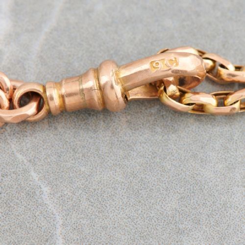 9CT GOLD 54 DIAMOND CUT BELCHER GUARD CHAIN WITH DOG CLIP - ADDITIONAL PHOTO 6