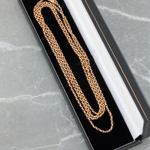 9CT GOLD 54 DIAMOND CUT BELCHER GUARD CHAIN WITH DOG CLIP - ADDITIONAL PHOTO 7