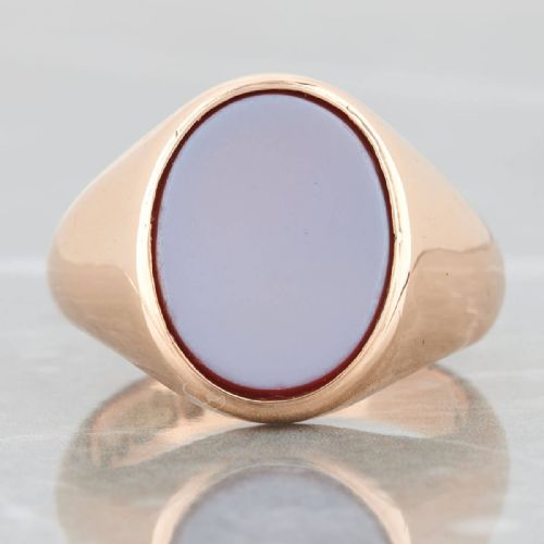 9ct gold oval sardonyx signet ring 1965 - CATEGORY: ANTIQUE JEWELLERY - DATED 1960