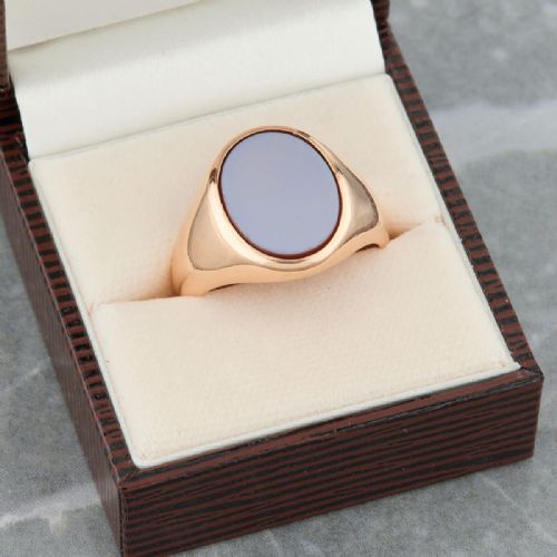 9CT GOLD OVAL SARDONYX SIGNET RING 1965 - ADDITIONAL PHOTO 7