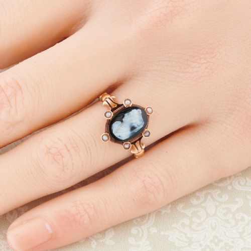 VICTORIAN 15CT ROSE GOLD CAMEO RING - ADDITIONAL PHOTO 1