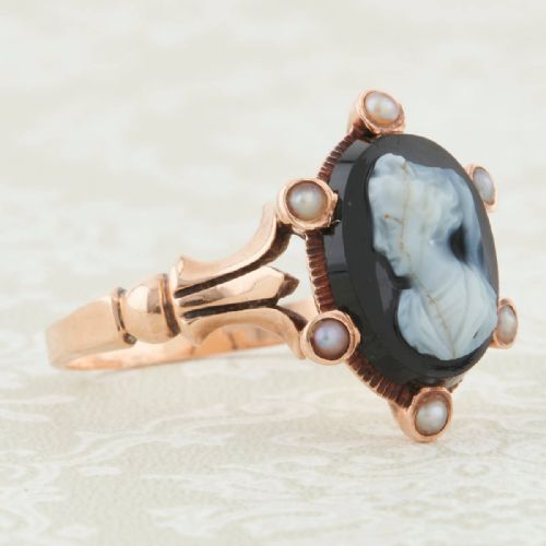 VICTORIAN 15CT ROSE GOLD CAMEO RING - ADDITIONAL PHOTO 2