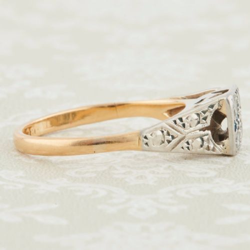 18CT GOLD FOUR STONE DIAMOND ENGAGEMENT RING 1940S - ADDITIONAL PHOTO 3