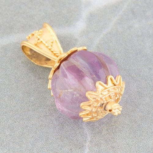 ancient greek gold amethyst pomegranate pendant - CATEGORY: ANTIQUE JEWELLERY - DATED BEFORE 1700
