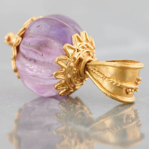 ANCIENT GREEK GOLD AMETHYST POMEGRANATE PENDANT - ADDITIONAL PHOTO 5