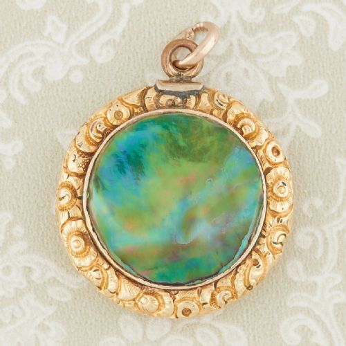 VICTORIAN 18CT GOLD ABALONE SHELL LOCKET - ADDITIONAL PHOTO 2