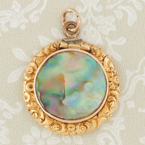 VICTORIAN 18CT GOLD ABALONE SHELL LOCKET - ADDITIONAL PHOTO 3