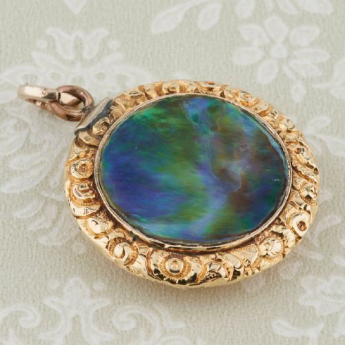 VICTORIAN 18CT GOLD ABALONE SHELL LOCKET - ADDITIONAL PHOTO 4