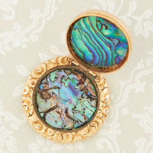VICTORIAN 18CT GOLD ABALONE SHELL LOCKET - ADDITIONAL PHOTO 5