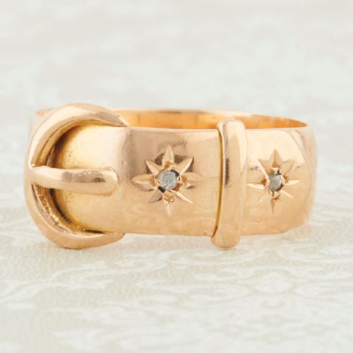 antique 18ct gold diamond buckle ring - CATEGORY: ANTIQUE JEWELLERY - DATED 1910