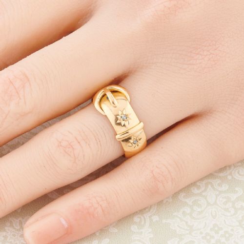 ANTIQUE 18CT GOLD DIAMOND BUCKLE RING - ADDITIONAL PHOTO 1