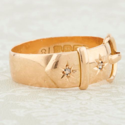 ANTIQUE 18CT GOLD DIAMOND BUCKLE RING - ADDITIONAL PHOTO 2
