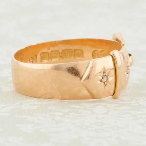 ANTIQUE 18CT GOLD DIAMOND BUCKLE RING - ADDITIONAL PHOTO 3