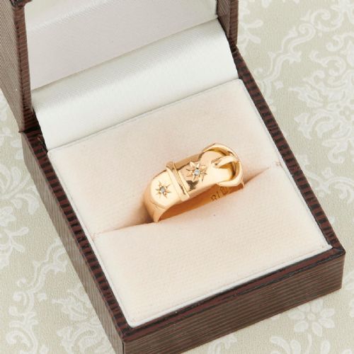 ANTIQUE 18CT GOLD DIAMOND BUCKLE RING - ADDITIONAL PHOTO 7