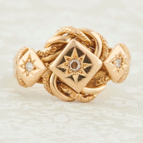 edwardian 18ct gold diamond lovers knot ring - CATEGORY: ANTIQUE JEWELLERY - DATED EDWARDIAN