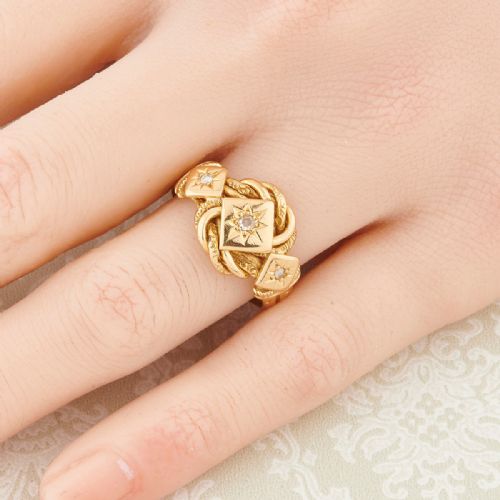 EDWARDIAN 18CT GOLD DIAMOND LOVERS KNOT RING - ADDITIONAL PHOTO 1