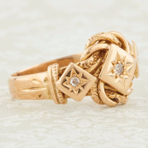 EDWARDIAN 18CT GOLD DIAMOND LOVERS KNOT RING - ADDITIONAL PHOTO 2