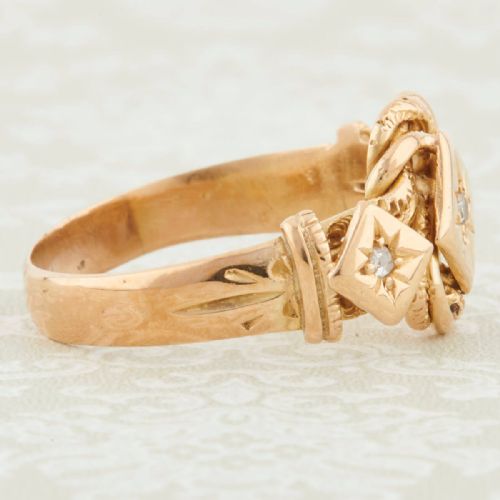 EDWARDIAN 18CT GOLD DIAMOND LOVERS KNOT RING - ADDITIONAL PHOTO 3