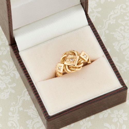 EDWARDIAN 18CT GOLD DIAMOND LOVERS KNOT RING - ADDITIONAL PHOTO 7