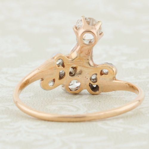 ART NOUVEAU 14CT GOLD PEARL AND DIAMOND COCKTAIL RING - ADDITIONAL PHOTO 4