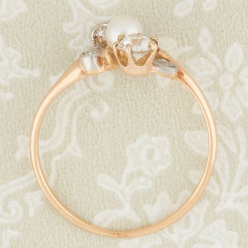 ART NOUVEAU 14CT GOLD PEARL AND DIAMOND COCKTAIL RING - ADDITIONAL PHOTO 5