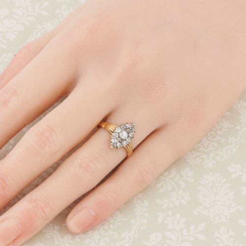 VICTORIAN 18CT GOLD OLD CUT DIAMOND MARQUISE RING 1 CARAT - ADDITIONAL PHOTO 1