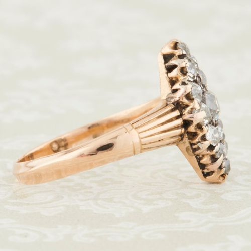 VICTORIAN 18CT GOLD OLD CUT DIAMOND MARQUISE RING 1 CARAT - ADDITIONAL PHOTO 3