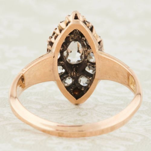 VICTORIAN 18CT GOLD OLD CUT DIAMOND MARQUISE RING 1 CARAT - ADDITIONAL PHOTO 4