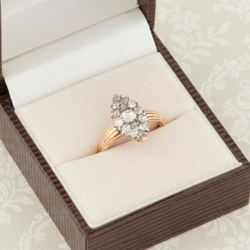 VICTORIAN 18CT GOLD OLD CUT DIAMOND MARQUISE RING 1 CARAT - ADDITIONAL PHOTO 7
