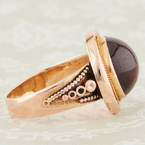 VICTORIAN 18CT GOLD CABOCHON GARNET TARGET RING - ADDITIONAL PHOTO 4