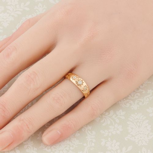 VICTORIAN 18CT GOLD 3 STONE DIAMOND GYPSY RING - ADDITIONAL PHOTO 1