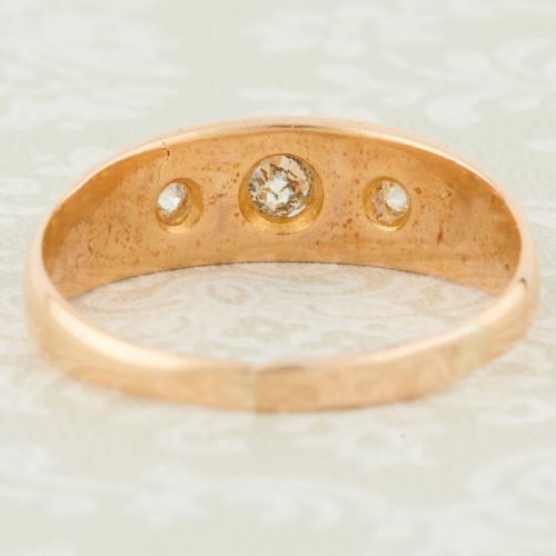 VICTORIAN 18CT GOLD 3 STONE DIAMOND GYPSY RING - ADDITIONAL PHOTO 4