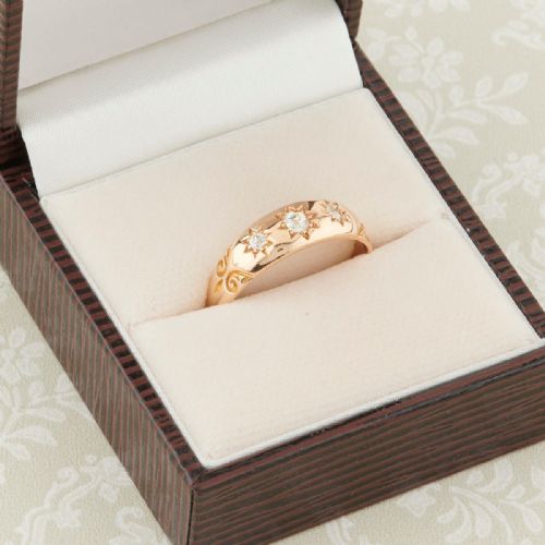 VICTORIAN 18CT GOLD 3 STONE DIAMOND GYPSY RING - ADDITIONAL PHOTO 7