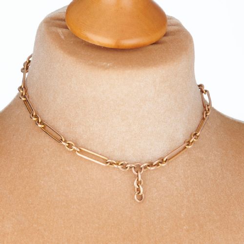 ANTIQUE 9CT ROSE GOLD ALBERT WATCH FOB CHAIN CHOKER NECKLACE - ADDITIONAL PHOTO 1