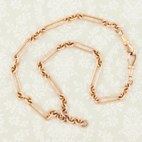 ANTIQUE 9CT ROSE GOLD ALBERT WATCH FOB CHAIN CHOKER NECKLACE - ADDITIONAL PHOTO 2