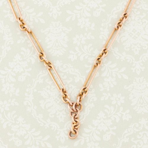 ANTIQUE 9CT ROSE GOLD ALBERT WATCH FOB CHAIN CHOKER NECKLACE - ADDITIONAL PHOTO 3