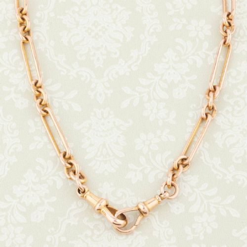 ANTIQUE 9CT ROSE GOLD ALBERT WATCH FOB CHAIN CHOKER NECKLACE - ADDITIONAL PHOTO 4