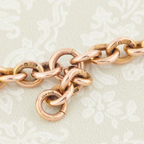 ANTIQUE 9CT ROSE GOLD ALBERT WATCH FOB CHAIN CHOKER NECKLACE - ADDITIONAL PHOTO 5